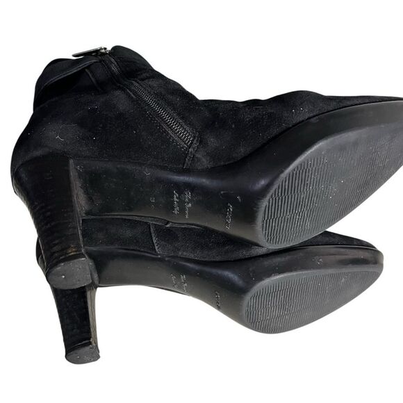 AQUATALIA Black Suede Ankle Boots Booties Stacked Heel Zippered Womens Size 8.5 - Picture 2 of 10